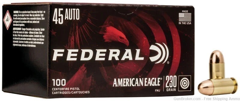 Free Ship!  500rd Case Federal American Eagle 45 ACP 230gr FMJ - AE45A100-img-0