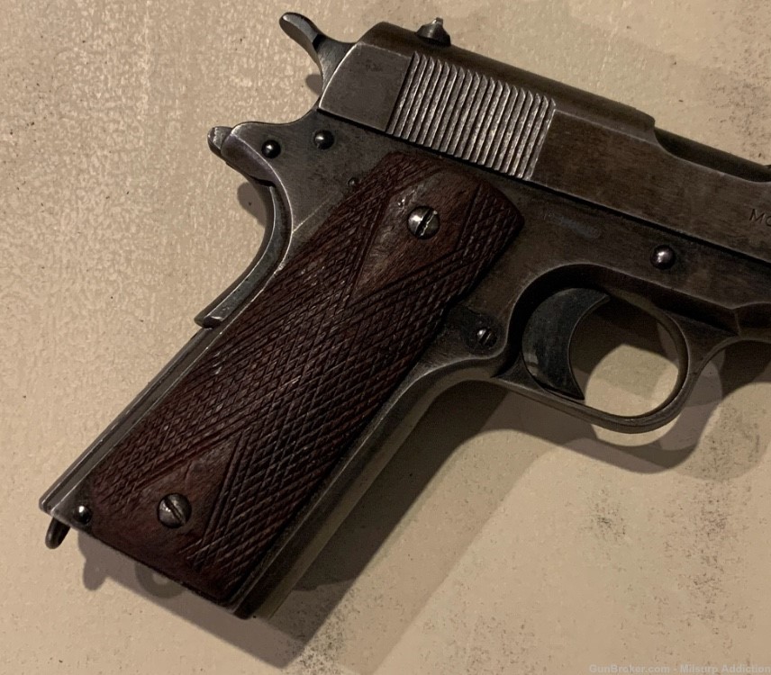 1918 WWI Colt M1911 style vintage wooden grips grip scales Black Army-img-0