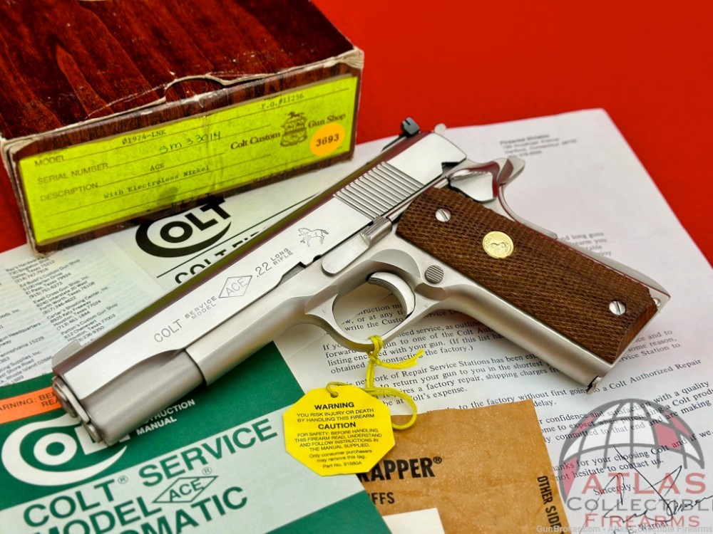1981 Colt Custom Shop Service Model ACE 22LR *FACTORY ELECTROLESS NICKEL* -img-0