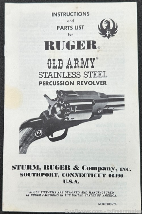 Ruger Old Army .44 Stainless Black Powder,1977, .457 Cap & Ball,No FFL R'qd-img-48