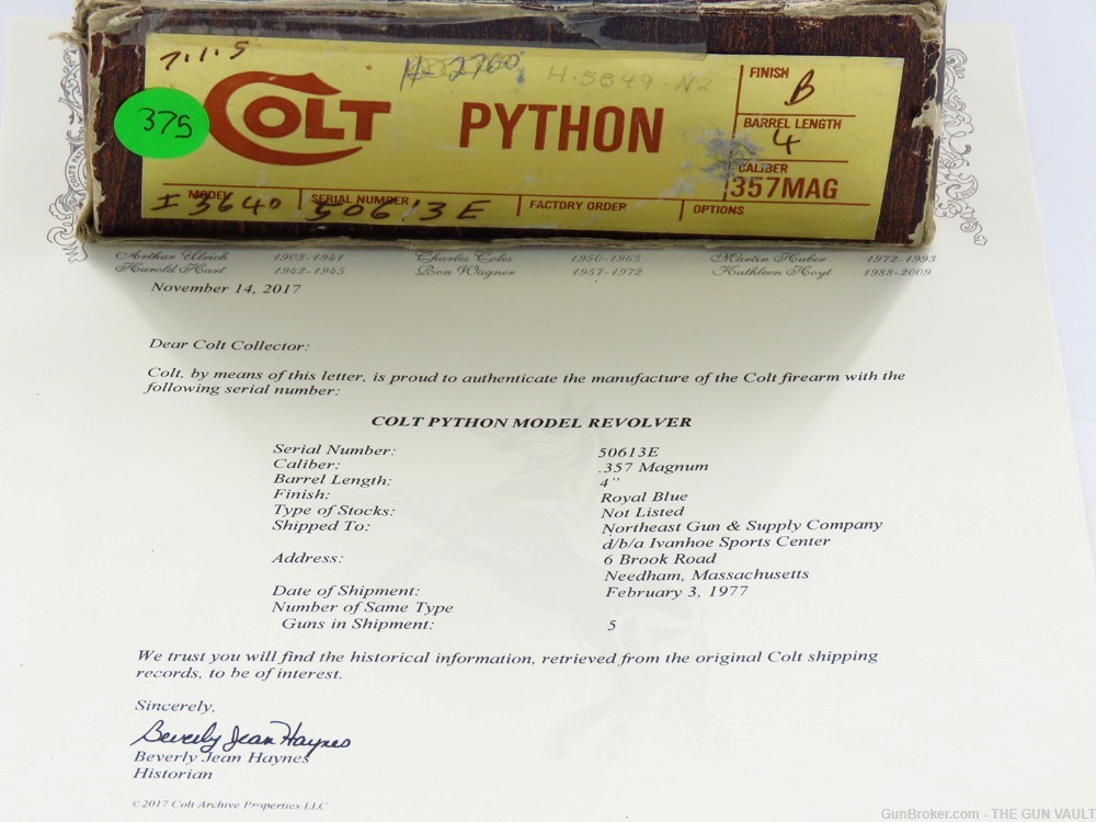 ARCHIVE AUTHENTICATED 1977 Colt Python Royal Blue 4" MINT W Orig LBL & BOX -img-4