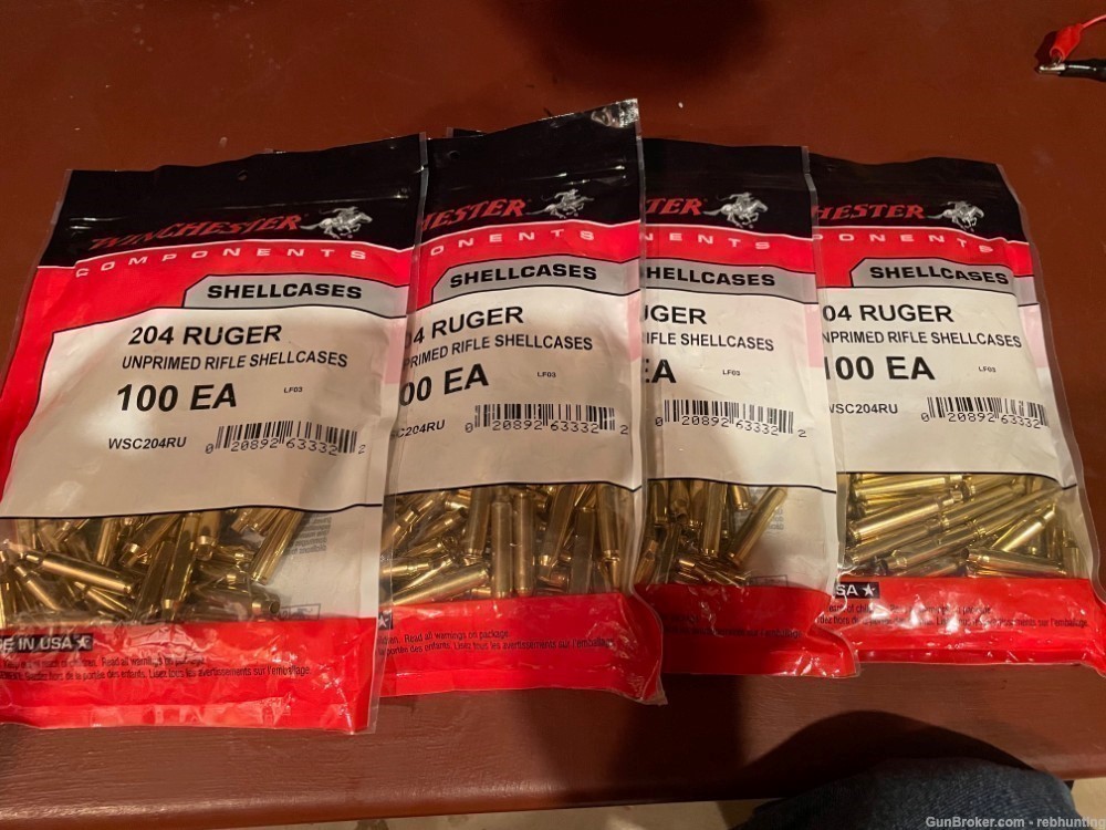 Winchester 204 unprimed brass 1 bags for 100 brass-img-1