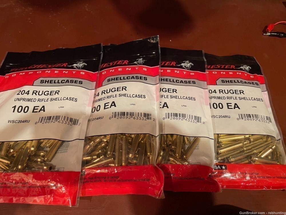 Winchester 204 unprimed brass 1 bags for 100 brass-img-2