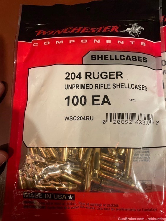 Winchester 204 unprimed brass 1 bags for 100 brass-img-0