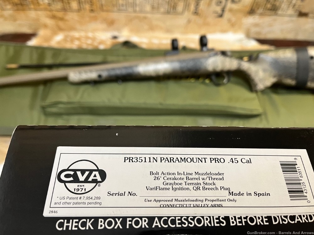 CVA Paramount Pro 45 Cal Long Range Muzzleloader Excellent with box -img-11