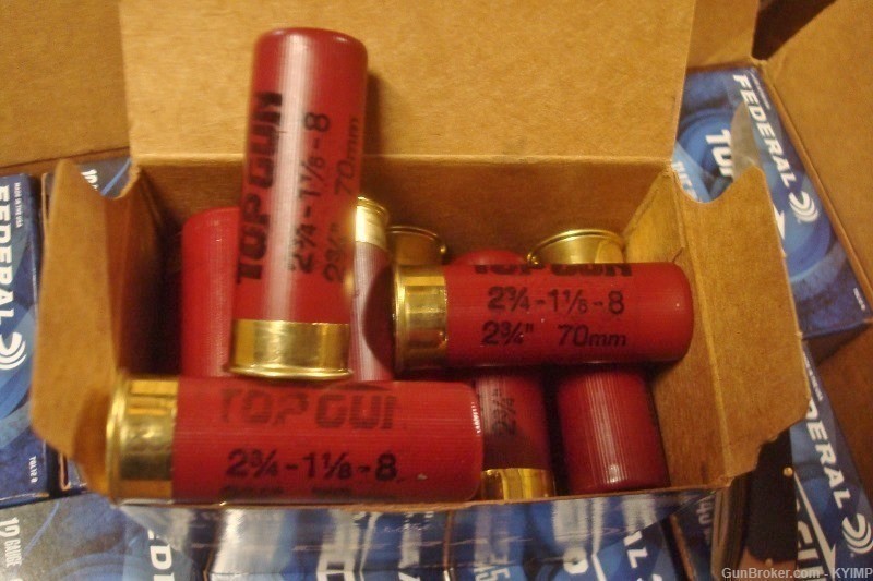 250 Federal 12 ga Target TOP GUN 2 3/4 " 8 shot TGL12 8 Shotgun Shells-img-1