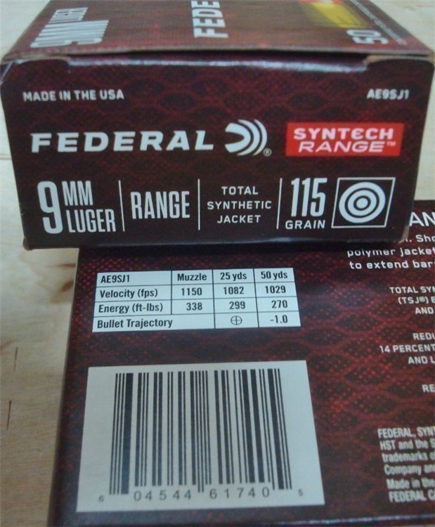 500 Federal 9mm 115 gr SYNTECH TSJ 9 mm AE9SJ1 ammunition-img-0