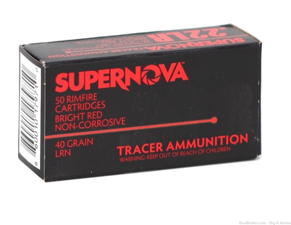Supernova .22LR 22 Long Rifle Red Tracers Ammo 40 Gr Lead Round Nose 50 Rds-img-0