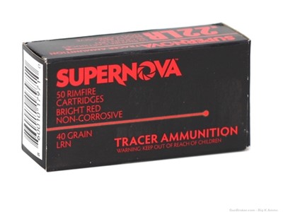 Supernova .22LR 22 Long Rifle Red Tracers Ammo 40 Gr Lead Round Nose 50 Rds