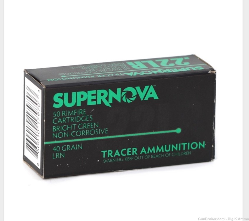 Supernova 22 Long Rifle .22LR Green Tracers 40 Gr Lead Round Nose 50 Rds-img-0