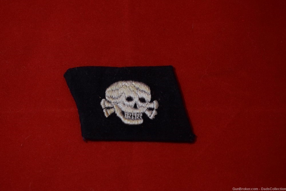 WWII Original Death's Head Collar Tab-img-0