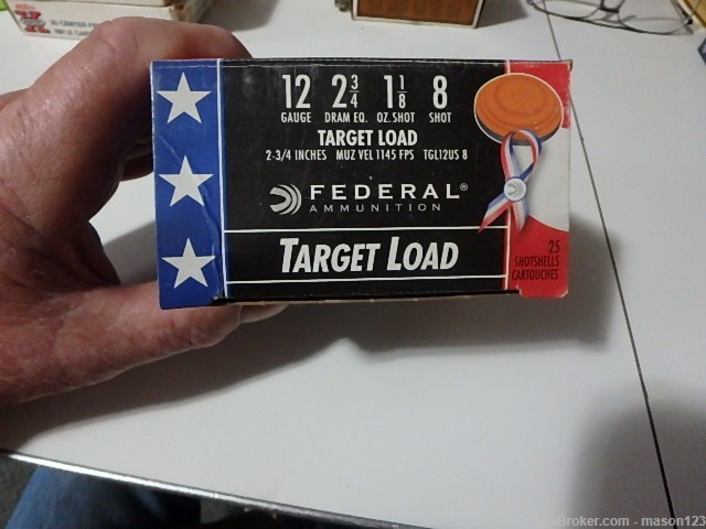 FULL 12 GA FEDERAL USA RED-WHITE & BLUE SHELLS NO 8 SHOT-img-1