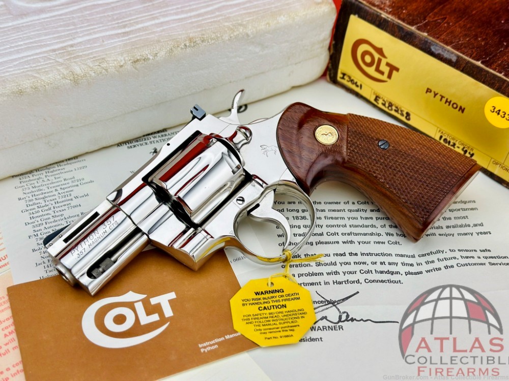 1971 Colt Python 2 1/2" 357 Magnum |*SCARCE NICKEL & TARGET GRIPS*|-img-0
