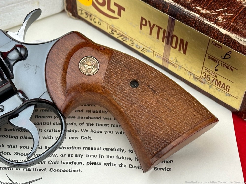 Very Fine 1977 Colt Python 6" .357 Magnum |*FACTORY ROYAL BLUE FINISH*|-img-6
