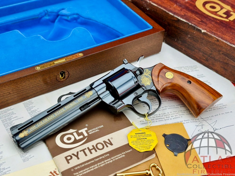 SUPER RARE 1985 Colt Python 6" Royal Blue 357 Mag |*FACTORY GOLD ENGRAVED*|-img-0