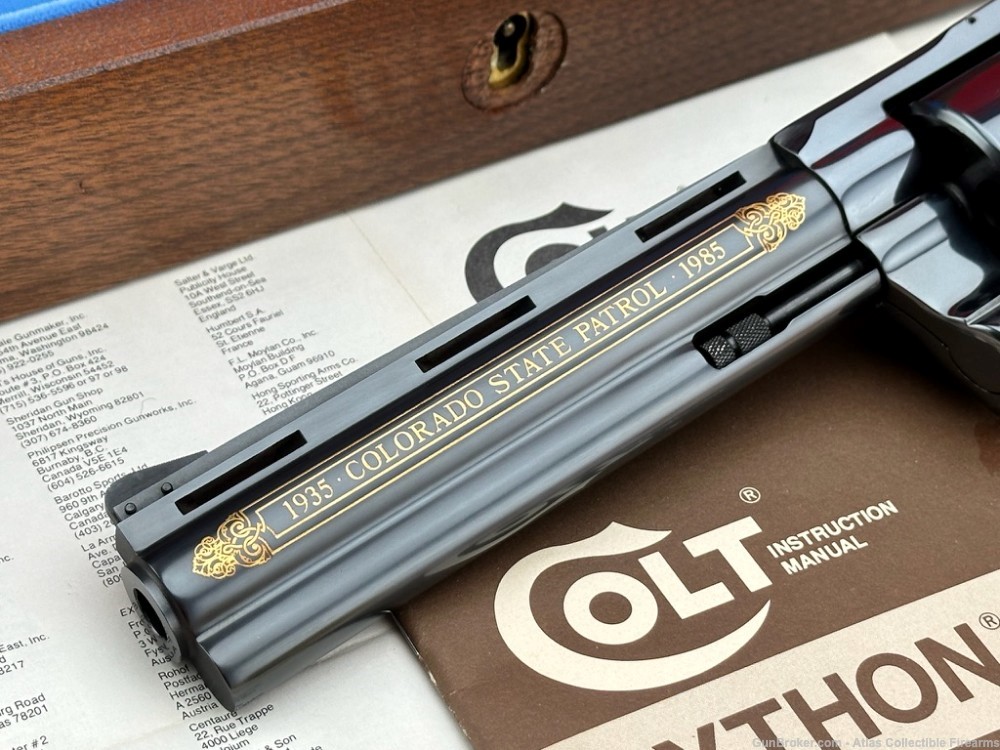 SUPER RARE 1985 Colt Python 6" Royal Blue 357 Mag |*FACTORY GOLD ENGRAVED*|-img-2