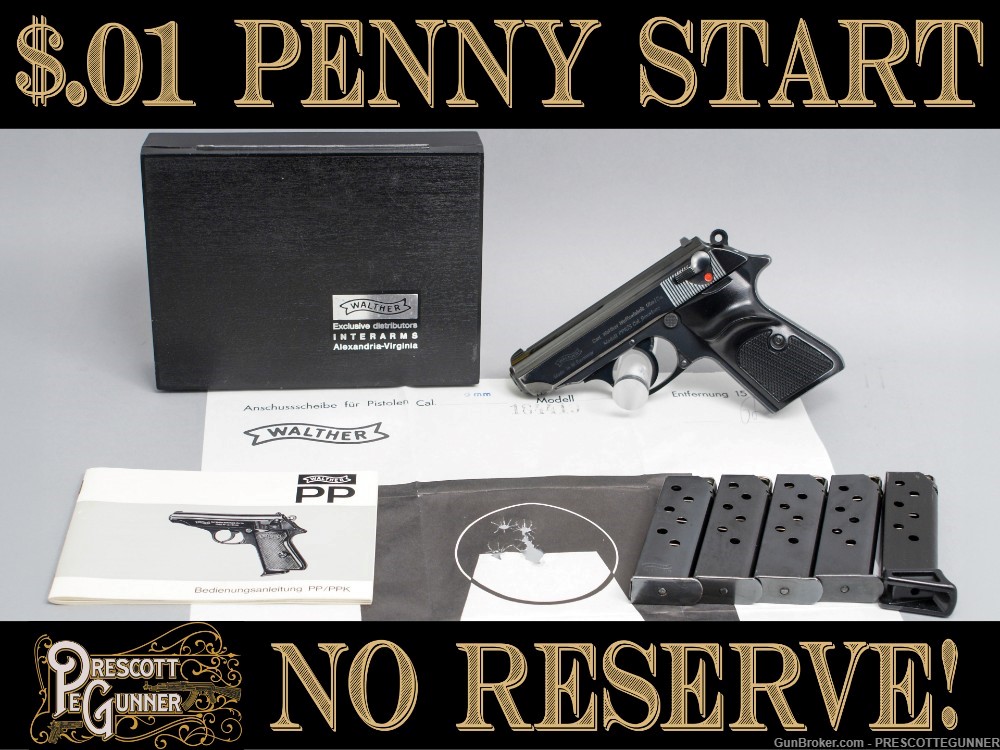 Walther PPK/S .380 ACP 1974 w/ Box, Test Target & 5 Mags! C&R Penny $.01 NR-img-0