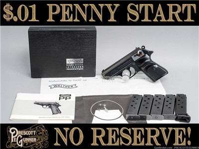 Walther PPK/S .380 ACP 1974 w/ Box, Test Target & 5 Mags! C&R Penny $.01 NR