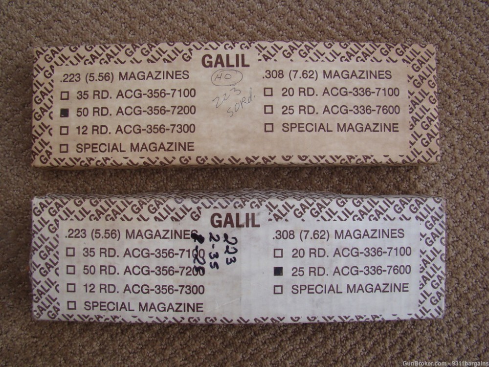 Two NIB  IMI Action Arms preban Galil 5.56/ .223 50 round magazines-img-0