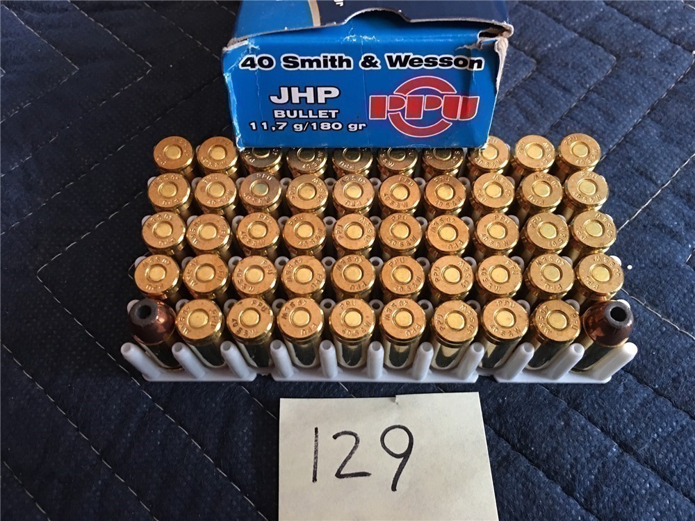 129 50 Rnds PPU 40 Cal S&W 180 Grain Jacketed Hollow Point Ammo-img-0
