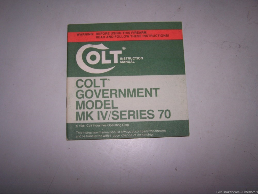 Colt Govt. Mod. MK IV/Series 70 Manual (1981)-img-0