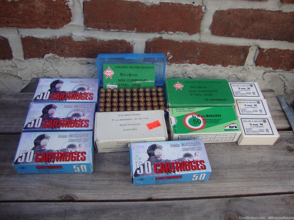 Large Lot Of Over 450 Rounds Of 9MM Makarov Ammo 9X18 HP And FMJ-img-0