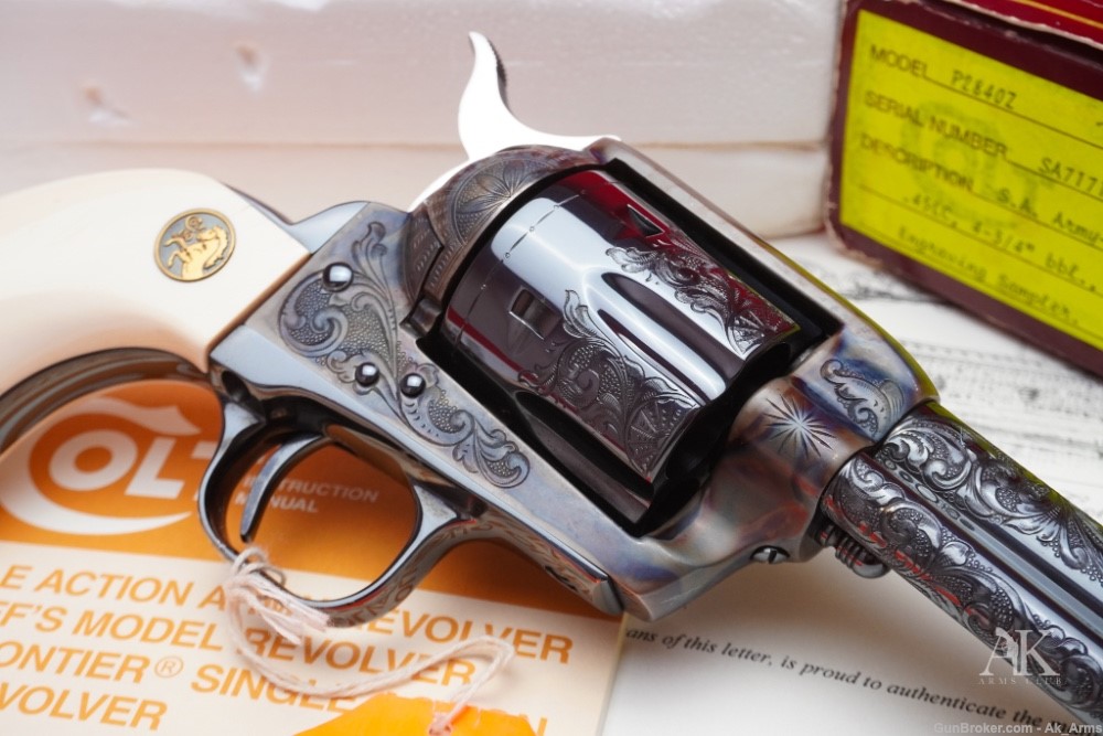 1988 Colt SAA .45 Colt Engraving Sampler *FACTORY ENGRAVED BLUE MODEL*-img-6