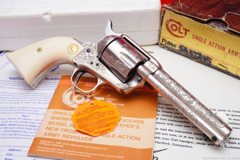 1979 Colt SAA .44 Spl 4.75" French Grey Finish w/Box *MASTER ENGRAVED SAA*-img-5