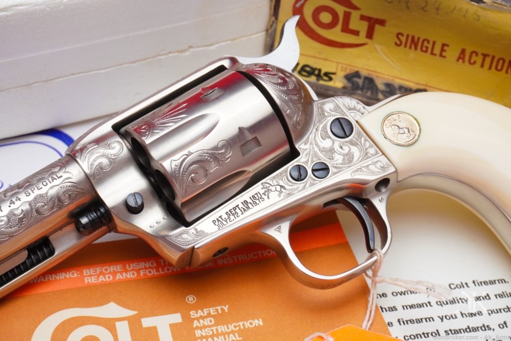 1979 Colt SAA .44 Spl 4.75" French Grey Finish w/Box *MASTER ENGRAVED SAA*-img-3