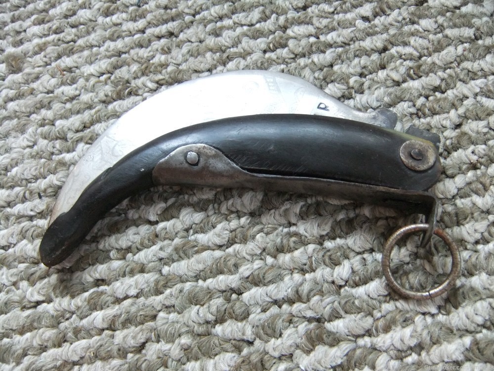  Philippine ?  Antique Pruning  Hook Folding  Knife  Bring back Engraved  -img-1