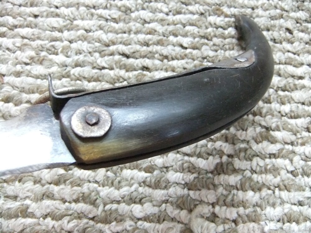  Philippine ?  Antique Pruning  Hook Folding  Knife  Bring back Engraved  -img-8