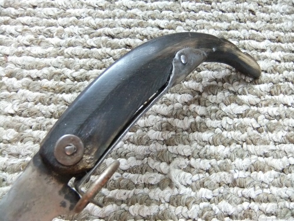  Philippine ?  Antique Pruning  Hook Folding  Knife  Bring back Engraved  -img-9
