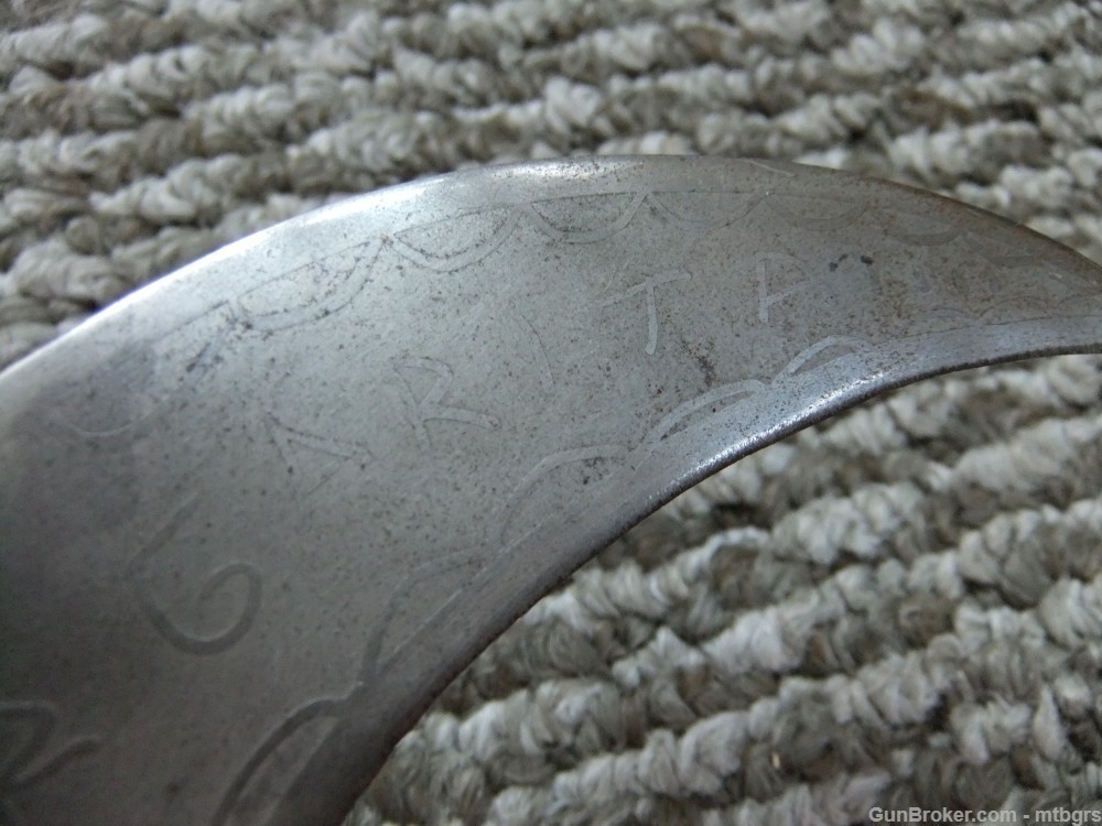  Philippine ?  Antique Pruning  Hook Folding  Knife  Bring back Engraved  -img-16