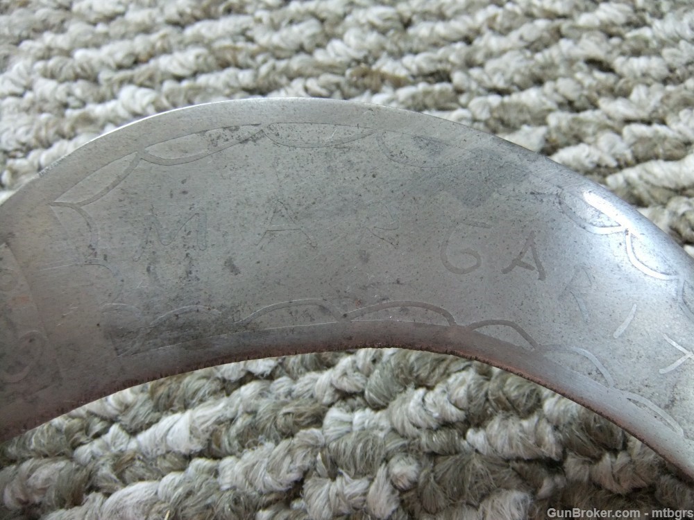  Philippine ?  Antique Pruning  Hook Folding  Knife  Bring back Engraved  -img-17