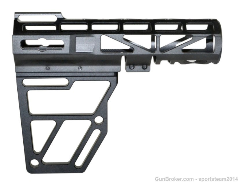 Black Aluminum Skeletonized Pistol Brace Stabilizer+Pistol Buffer Tube Kit -img-1