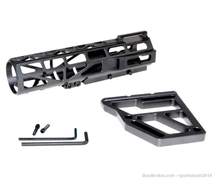 Black Aluminum Skeletonized Pistol Brace Stabilizer+Pistol Buffer Tube Kit -img-4