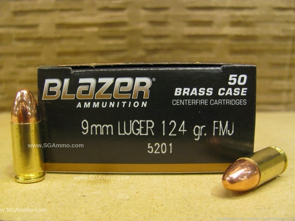 9MM CCI Speer Blazer Brass Luger 124 grain FMJ 1000 rds 5201-img-1