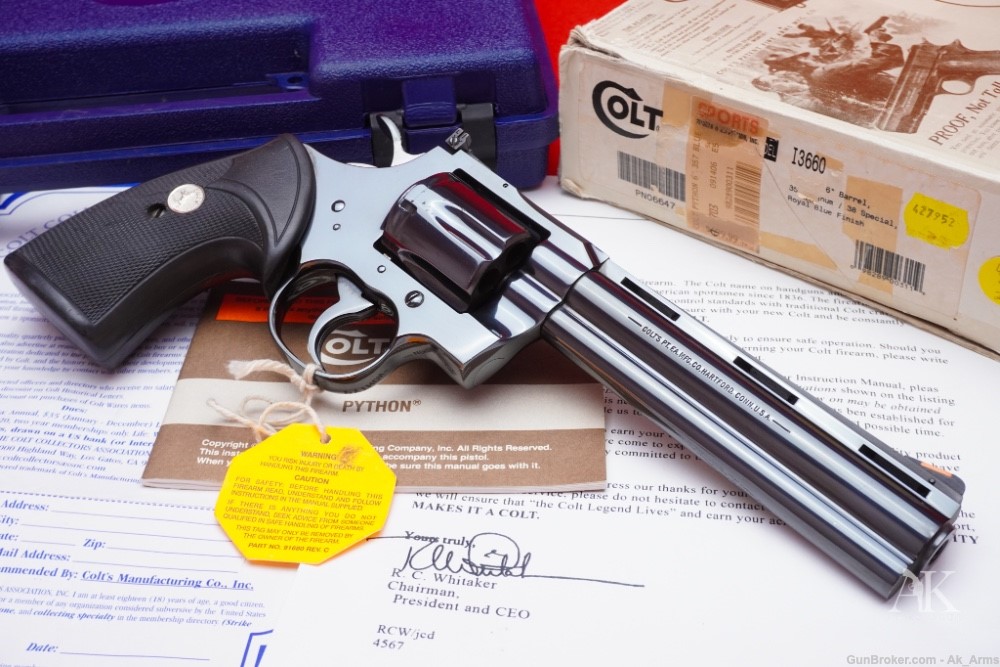 1995 Colt Python 6" Factory Royal Blue .357 Mag Collector *LATE PRODUCTION*-img-4