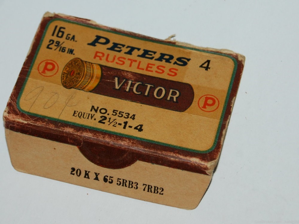 Vintage Full Box of Peters Victor Rustless 16 Gauge Shotgun Shells-img-11