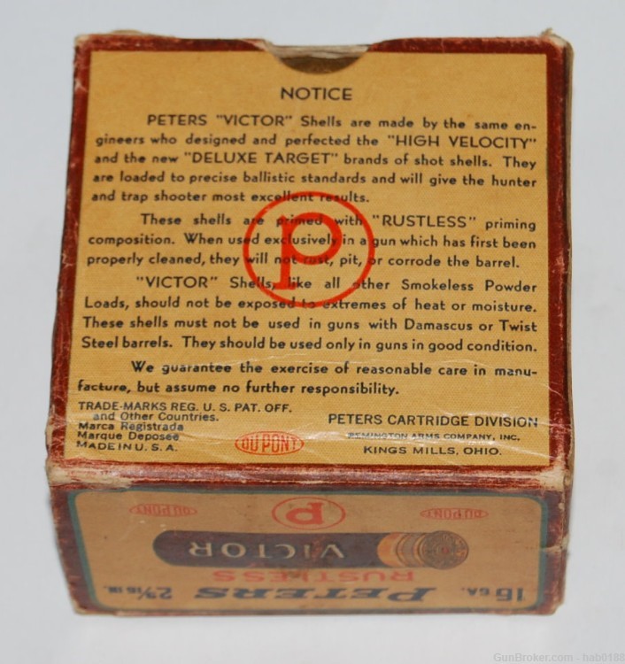 Vintage Full Box of Peters Victor Rustless 16 Gauge Shotgun Shells-img-3