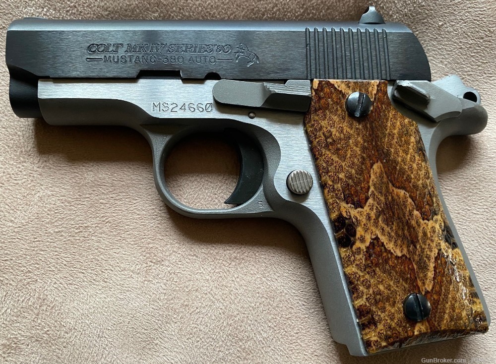 Genuine Copperhead snake skin Grips for Colt Mustang Pistol GRIPS ONLY-img-2