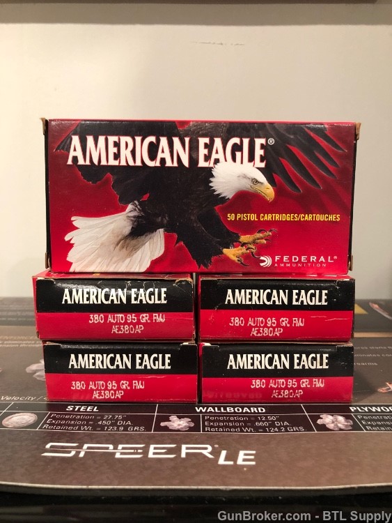 Federal AE380AP American Eagle Handgun 380 ACP 95 gr FMJ 250RDS-img-1