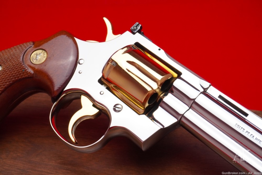 1976 Colt Python 6" .357 Magnum *NICKEL & 24K GOLD FINISH*-img-6