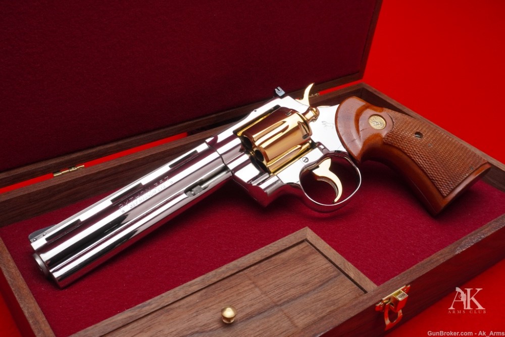 1976 Colt Python 6" .357 Magnum *NICKEL & 24K GOLD FINISH*-img-19