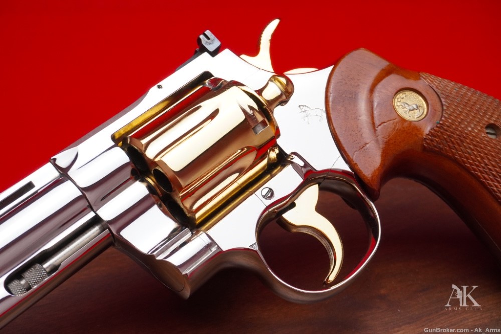 1976 Colt Python 6" .357 Magnum *NICKEL & 24K GOLD FINISH*-img-2