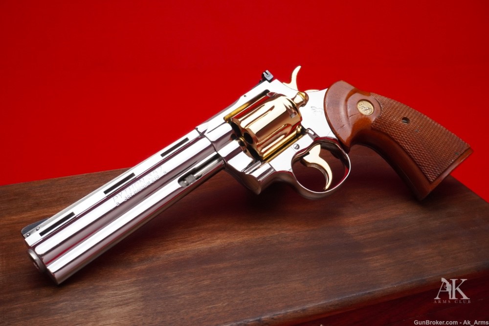 1976 Colt Python 6" .357 Magnum *NICKEL & 24K GOLD FINISH*-img-0