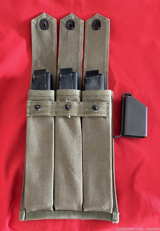 Three M3 Grease Gun .45 Cal. Magazines in U.S. Pouch with Loader-img-0