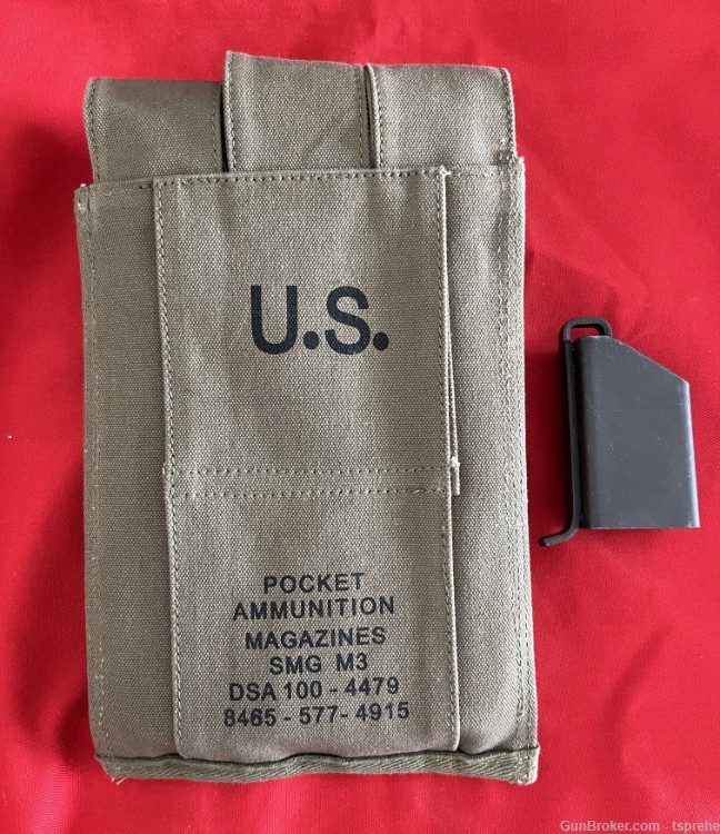 Three M3 Grease Gun .45 Cal. Magazines in U.S. Pouch with Loader-img-1