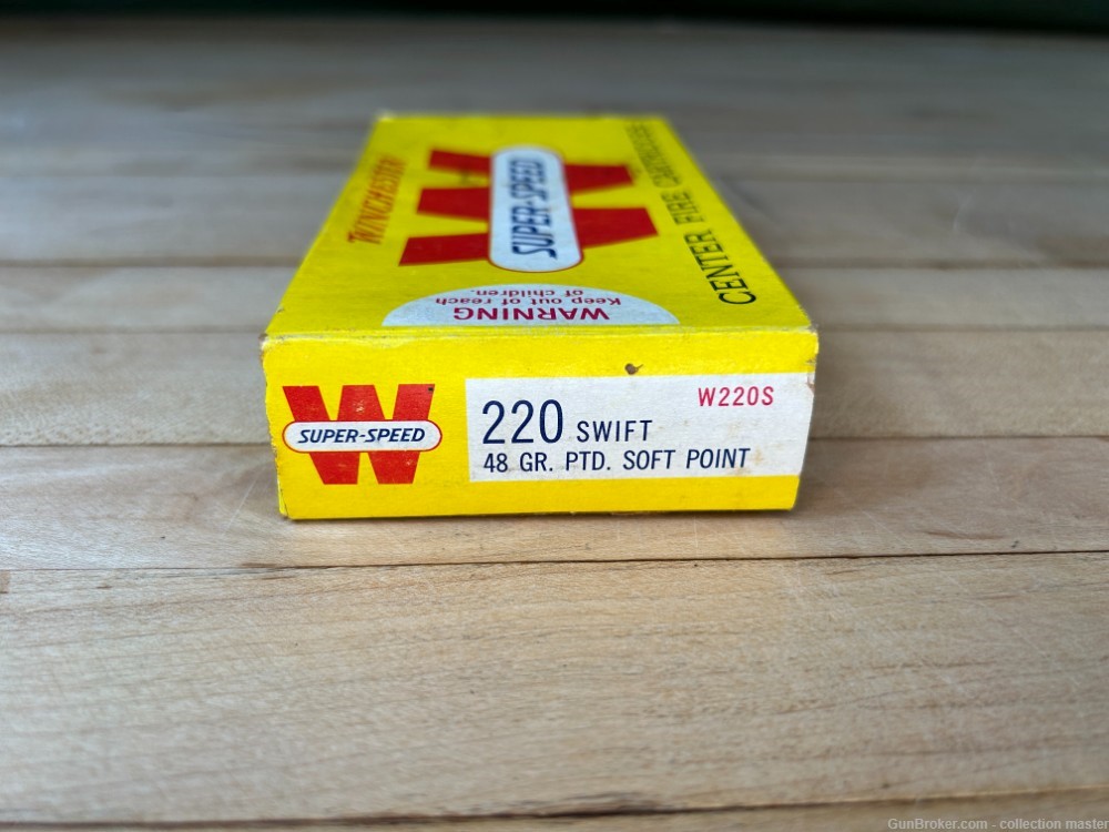 Vintage Box Winchester .220 Swift 48 Grain Rifle Ammo (20 Rounds)   -img-1