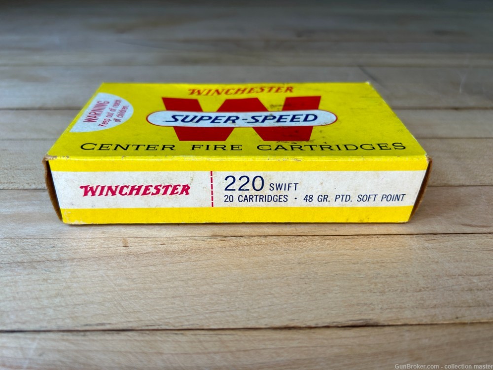 Vintage Box Winchester .220 Swift 48 Grain Rifle Ammo (20 Rounds)   -img-2